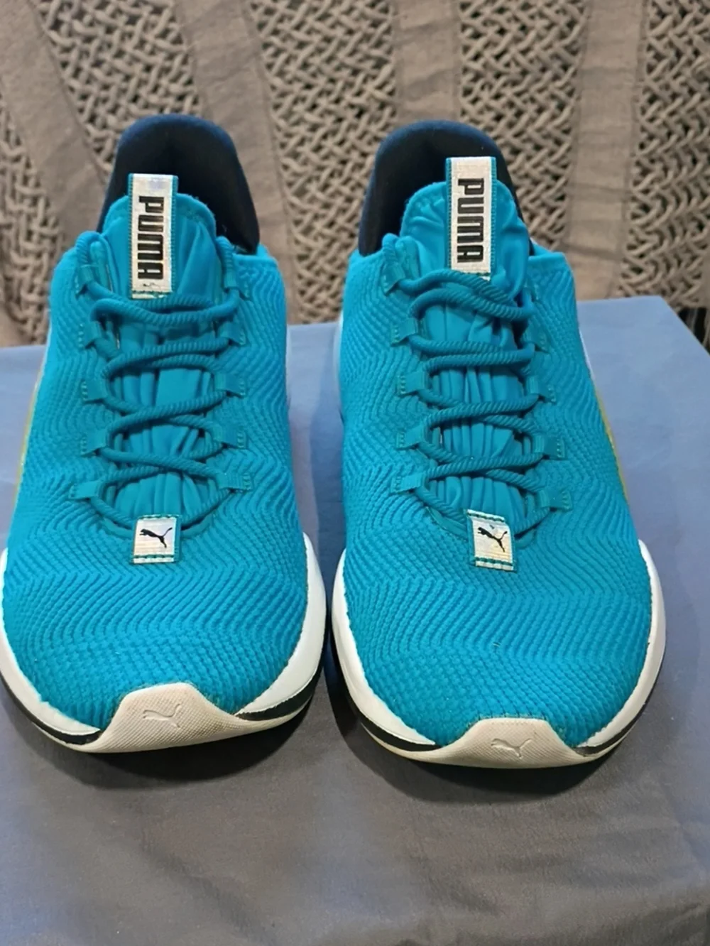Puma Teal Knit Lace-Up Sneakers